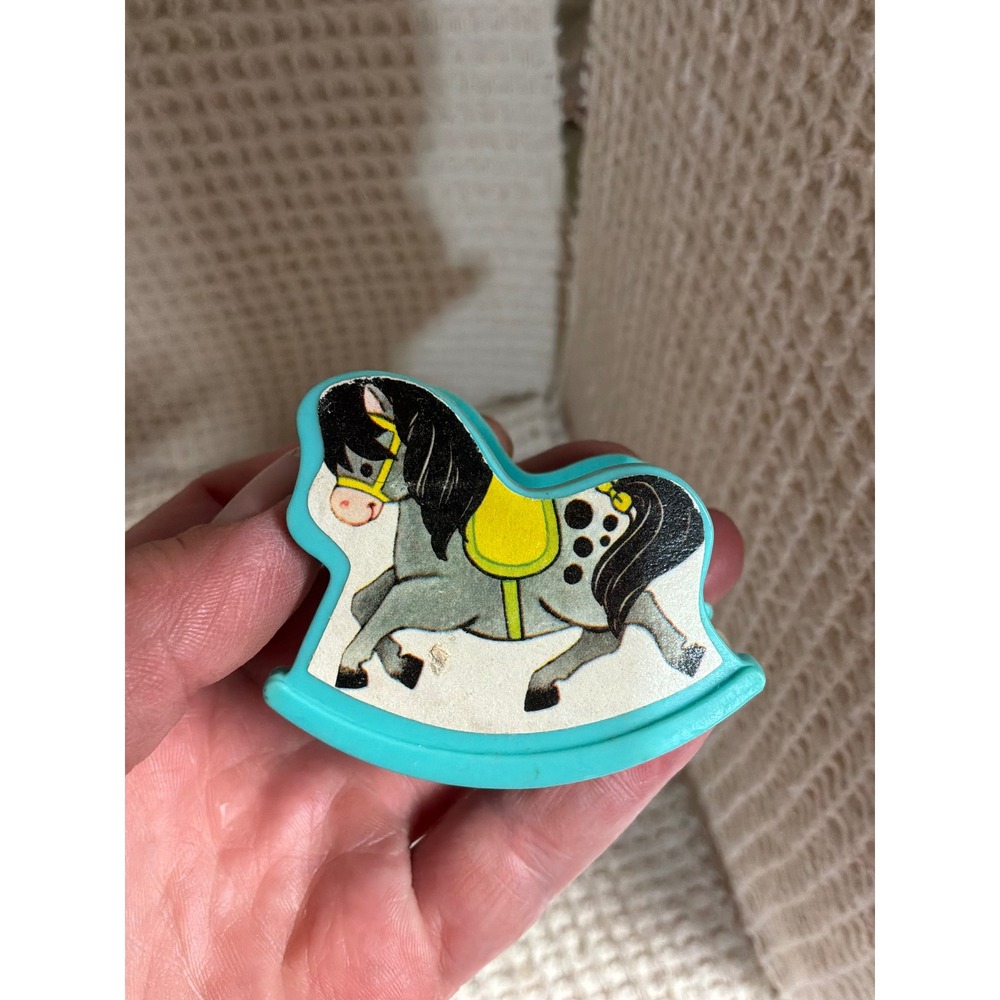 Vintage Unisex Fisher Price Rocking Horse Toy OS Teal Blue